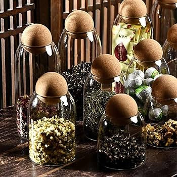 MOLADRI 800ML/27Oz Clear Glass Storage Cute Canister Holder Ball Wood Cork Top, Modern Decorative... | Amazon (US)