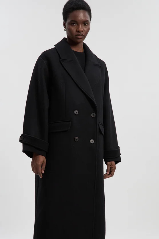Wool Oversized Double Breasted Tailored Midi Coat | Karen Millen UK + IE + DE + NL