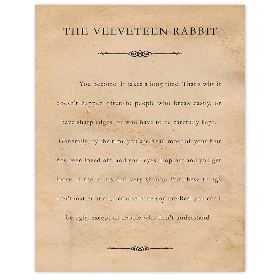 Classic Velveteen Rabbit Quote, 1 (11x14) Unframed Typography Book Page Prints, Wall Art Decor Gi... | Amazon (US)