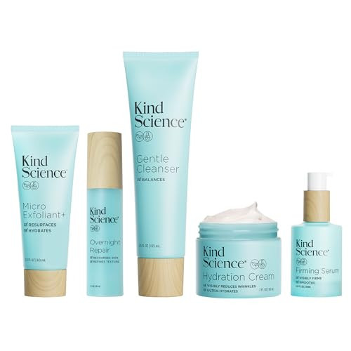 Kind Science 5-Piece Deluxe Anti Aging Skin Care Set for Day + Night Hydration, Anti Aging Treatment, Cleansing & Exfoliation - For Dry and Sensitive Skin - Fragrance Free, Cruelty Free | Amazon (US)