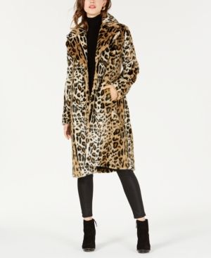 Kendall + Kylie Faux-Fur Leopard-Print Coat | Macys (US)