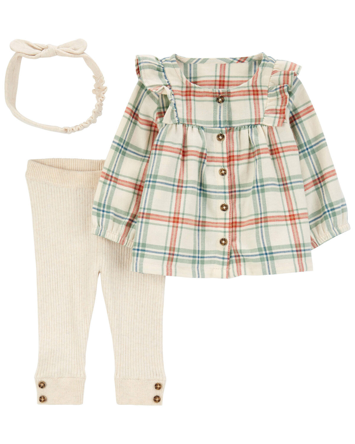 Baby 3-Piece Plaid Flannel Top & Ribbed Legging Set - Carter's | Carter's | Carter's Inc