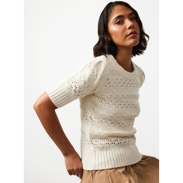 Cream Chunky Pointelle Stitch Tee 10 | Tu Clothing