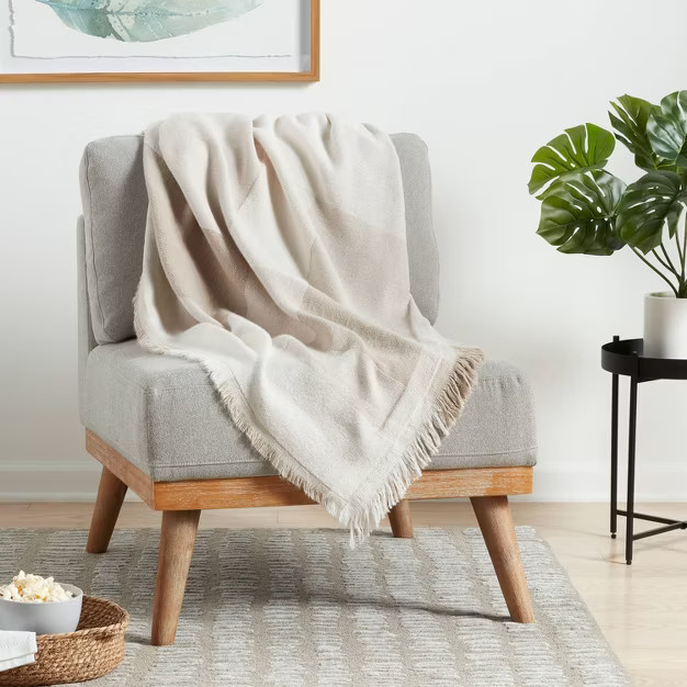 Woven Color Block Throw Blanket Neutral - Threshold™ | Target