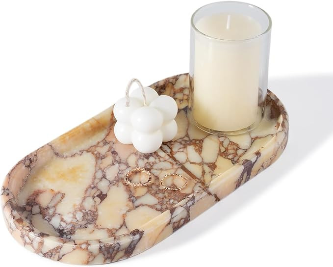 Koville Natural Marble Tray for Decor, Marble Vanity Tray for Perfume, Cosmetics, Jewelry, Stone ... | Amazon (US)