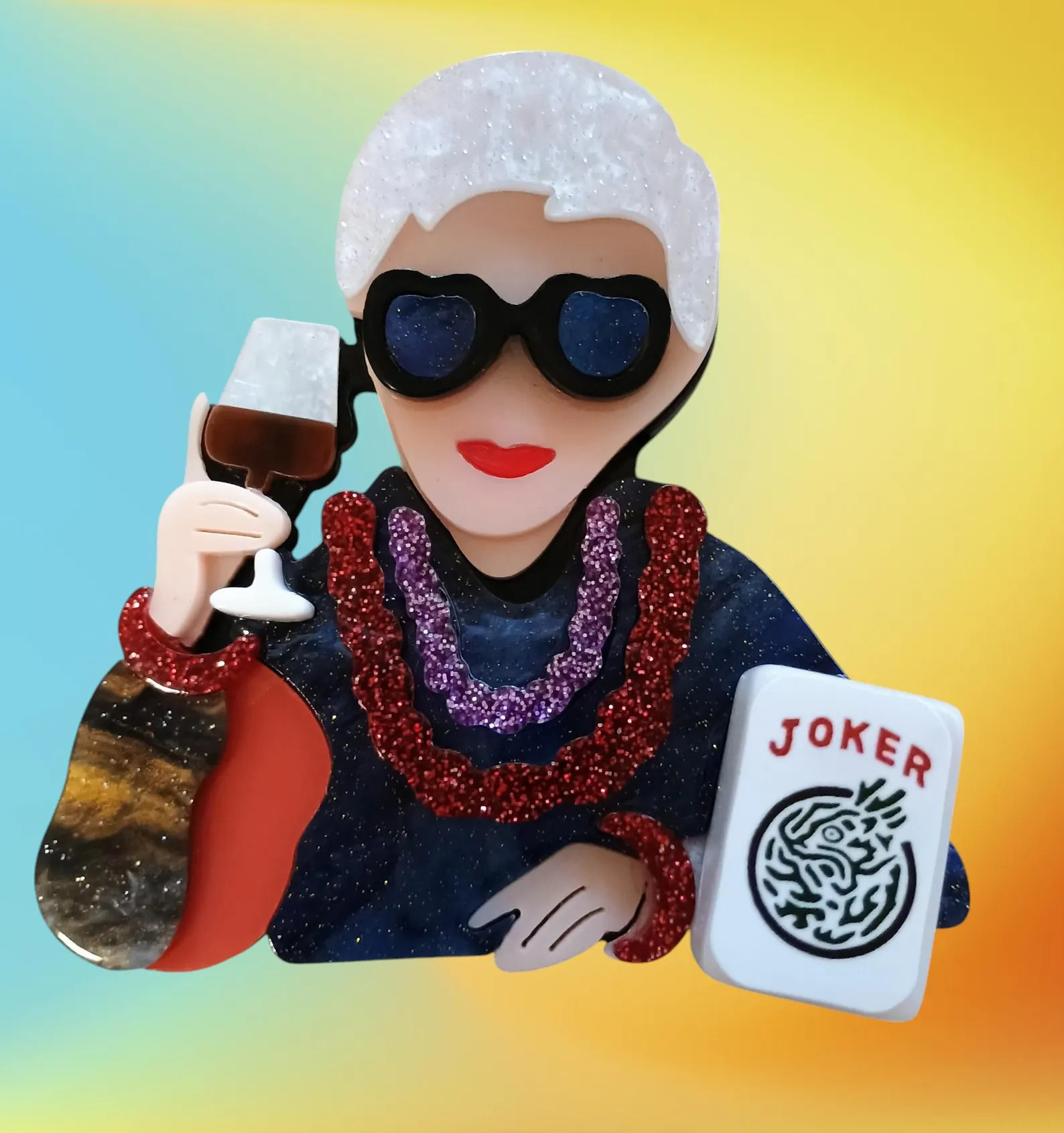 2 Colors to Choose From ... Mahjongg Lady Pin Holding a Glass of Fine Red Wine - Etsy | Etsy (Global)