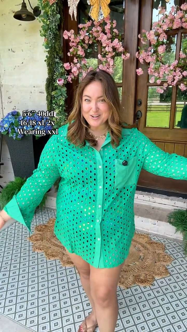 Womens Hollow Out Swimsuit Coverup Shirt Button Down Bathing Suit Cover Ups Beachwear 

 #LTKootd #LTKSwim #LTKBeauty