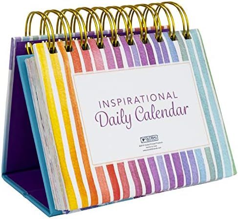 Motivational & Inspirational Perpetual Daily Flip Calendar Self-Standing Easel (Rainbow Stripe) | Amazon (US)