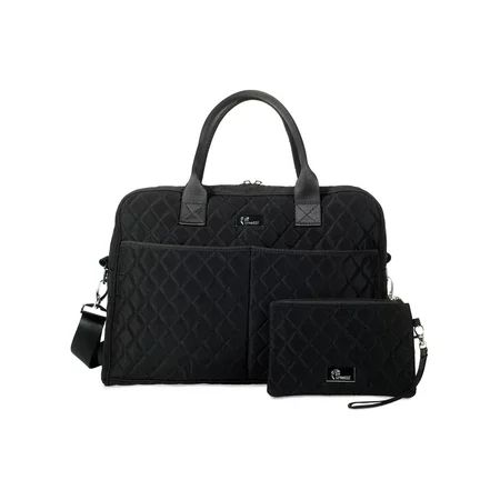 Pursetti Black Quilted Weekender Bag for Women w/ Bonus Wristlet - Perfect Tote Bag for Carryon Week | Walmart (US)