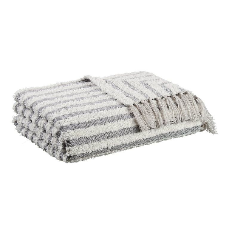 Better Homes & Gardens Textured Cozy Woven Chenille Throw, 50"x72", Grey Stripe | Walmart (US)