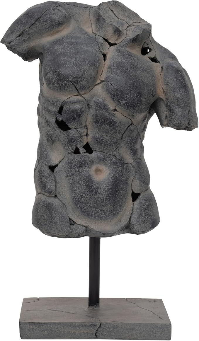 Modern Cracked Male Torso Sculpture – Polyresin Statue with Textured Black Finish – Artistic ... | Amazon (US)
