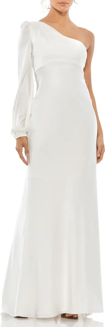 Mac Duggal One Shoulder Blouson Sleeve Gown | Nordstrom | Nordstrom