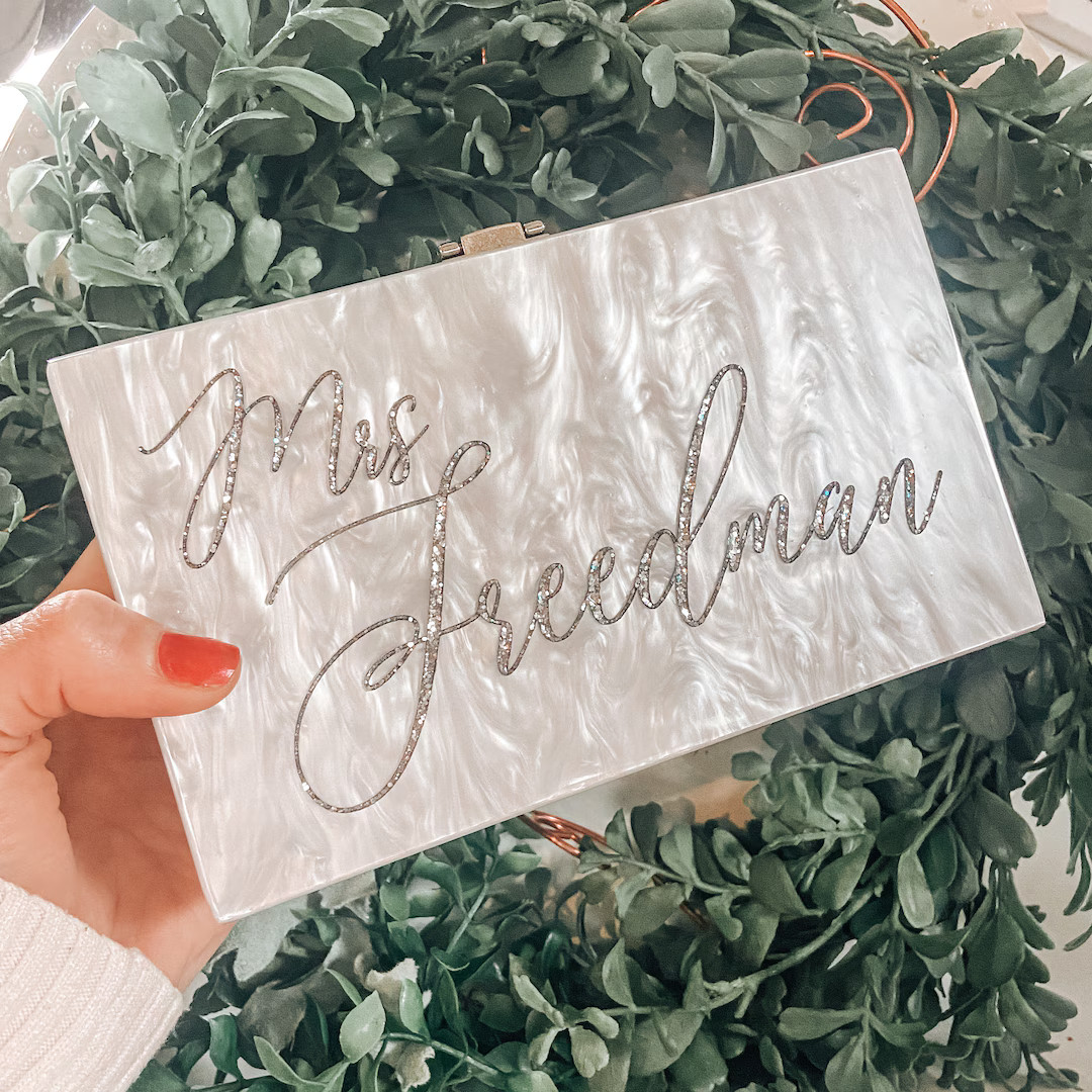 Personalized Engraved Acrylic Clutch, Box Clutch, Custom Mrs. Clutch, Bridal Clutch, Custom Bride... | Etsy (US)