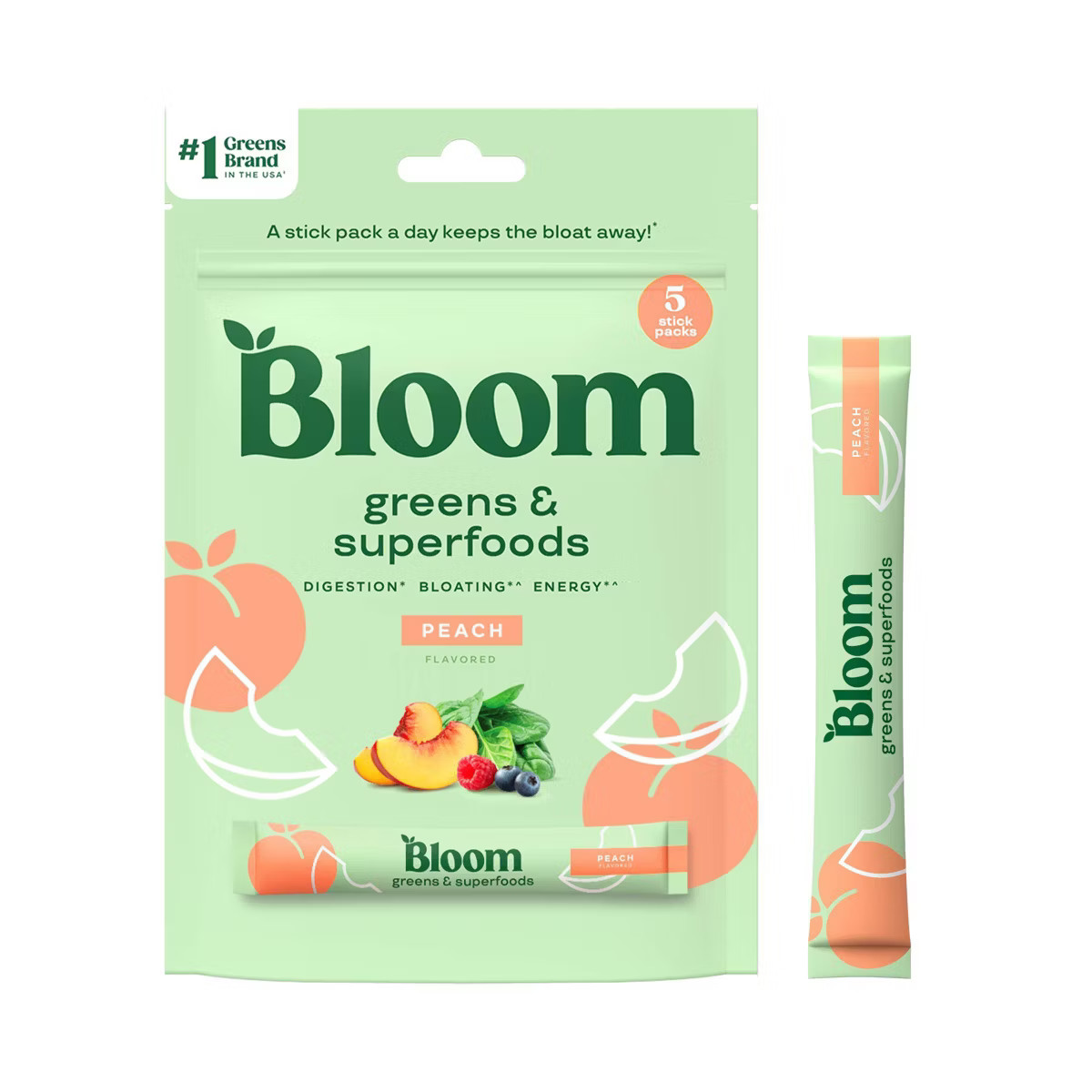 BLOOM NUTRITION Greens and Superfoods Powder - Peach - 5ct | Target
