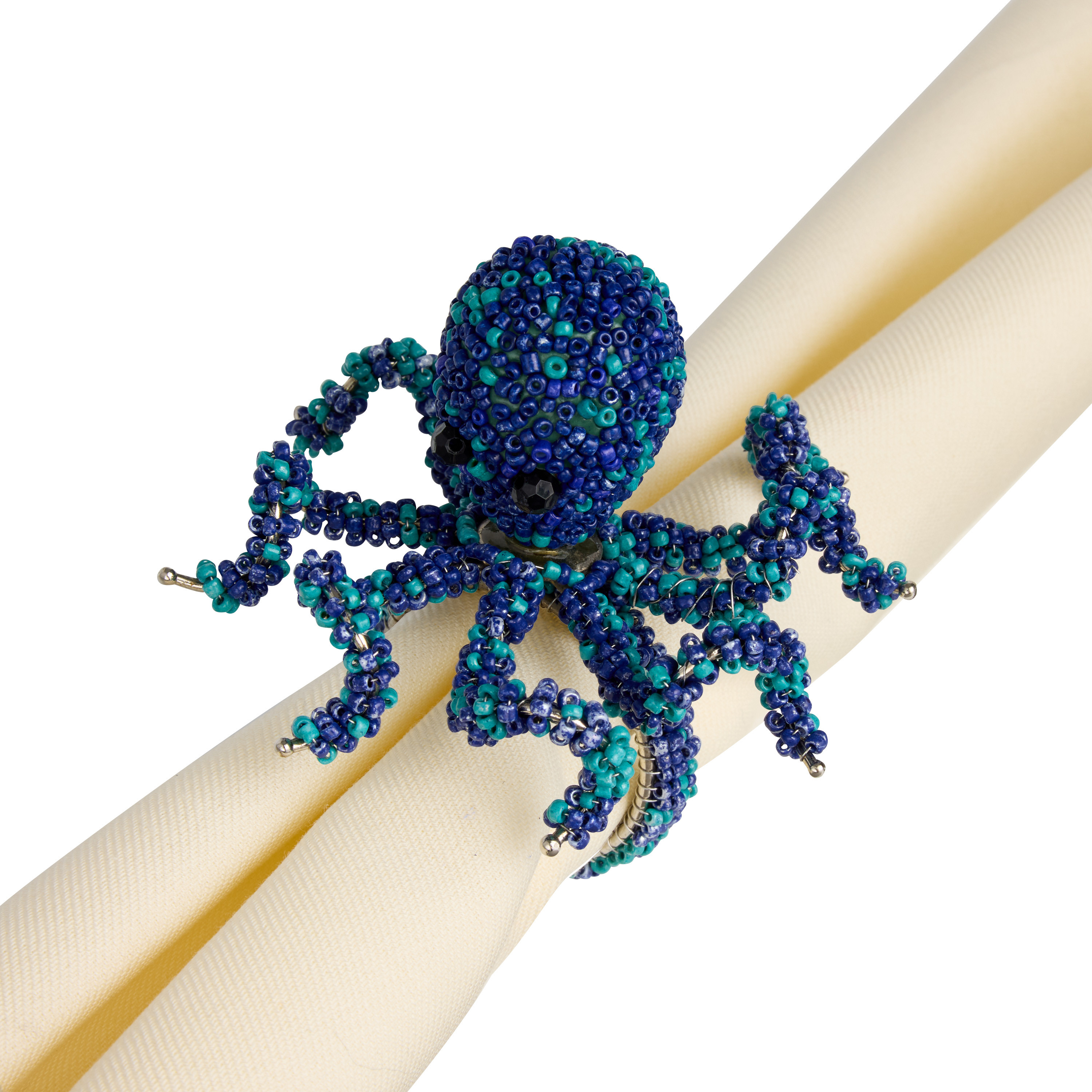 Blue and Aqua Octopus Beaded Napkin Ring | World Market