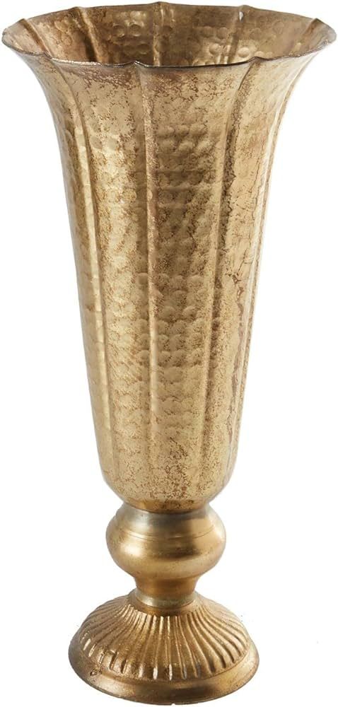 Accent Decor Distressed Gold Metal Compote Bowl | Gold Compote Vase l Lita Metal Vase l Indoor an... | Amazon (US)