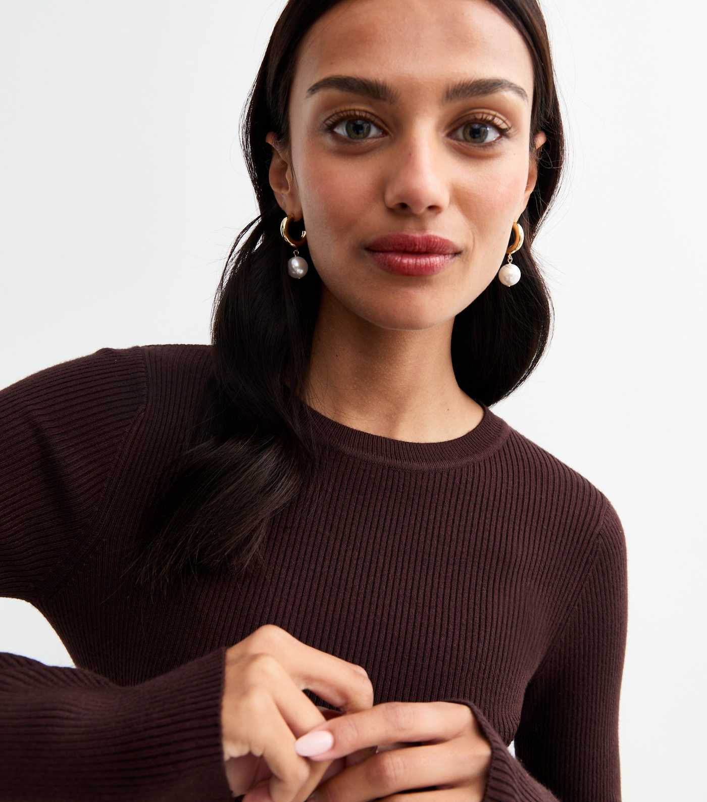 Brown Rib Knit Crew Neck Jumper  | New Look | New Look (UK)