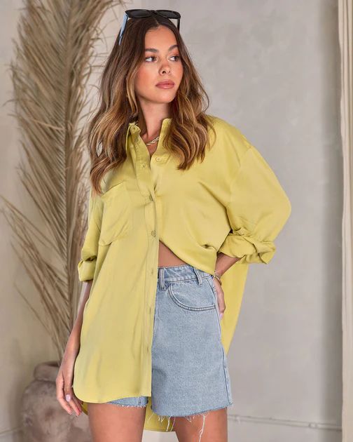 Hailey Relaxed Button Down Tunic - Chartreuse | VICI Collection