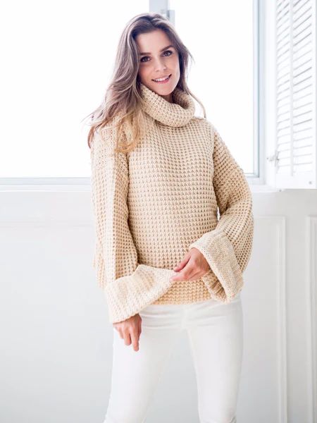 'Retta' Cream White Ribbed Cropped Turtleneck Sweater | Goodnight Macaroon