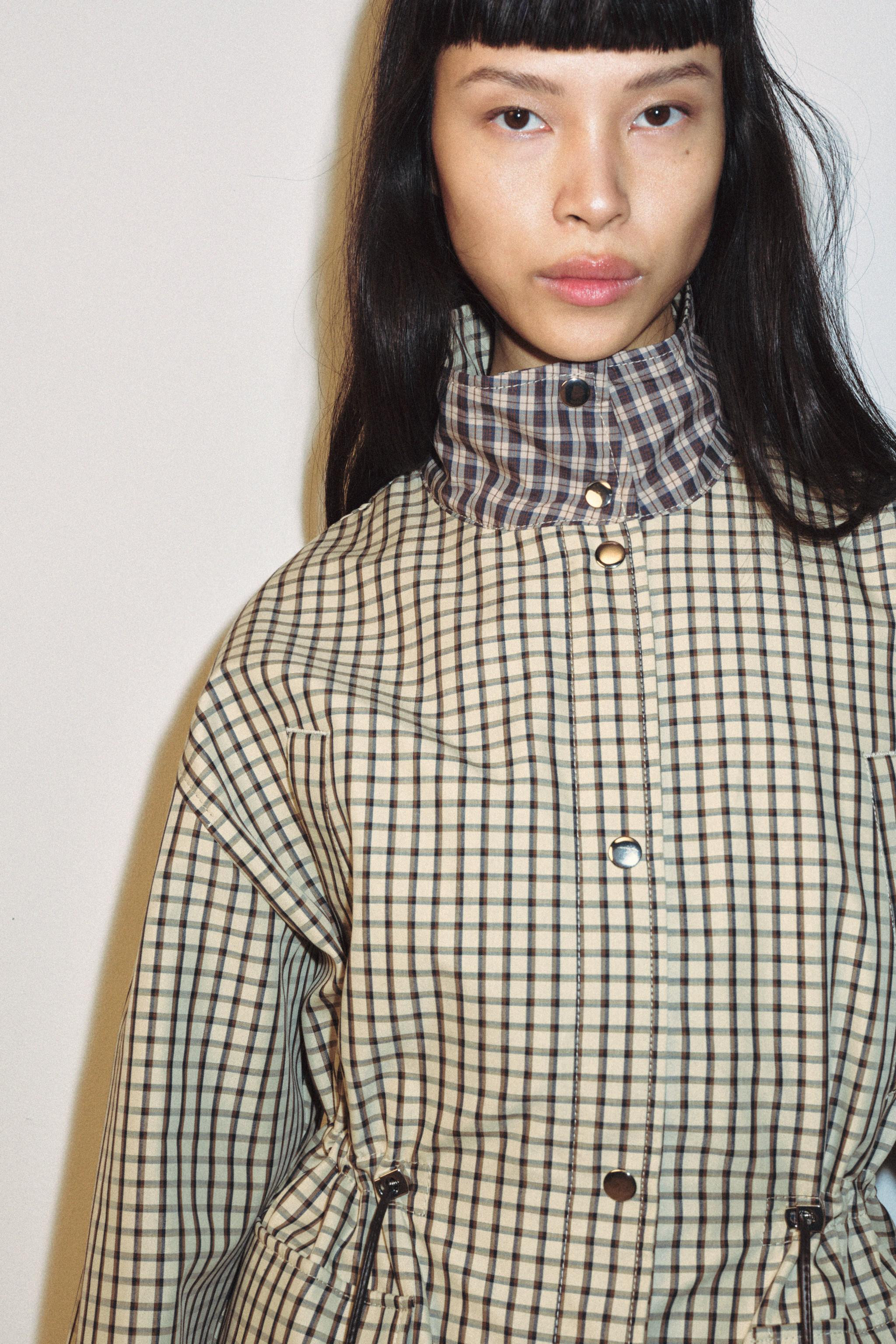 CHECK HIGH-NECK JACKET | Zara AU