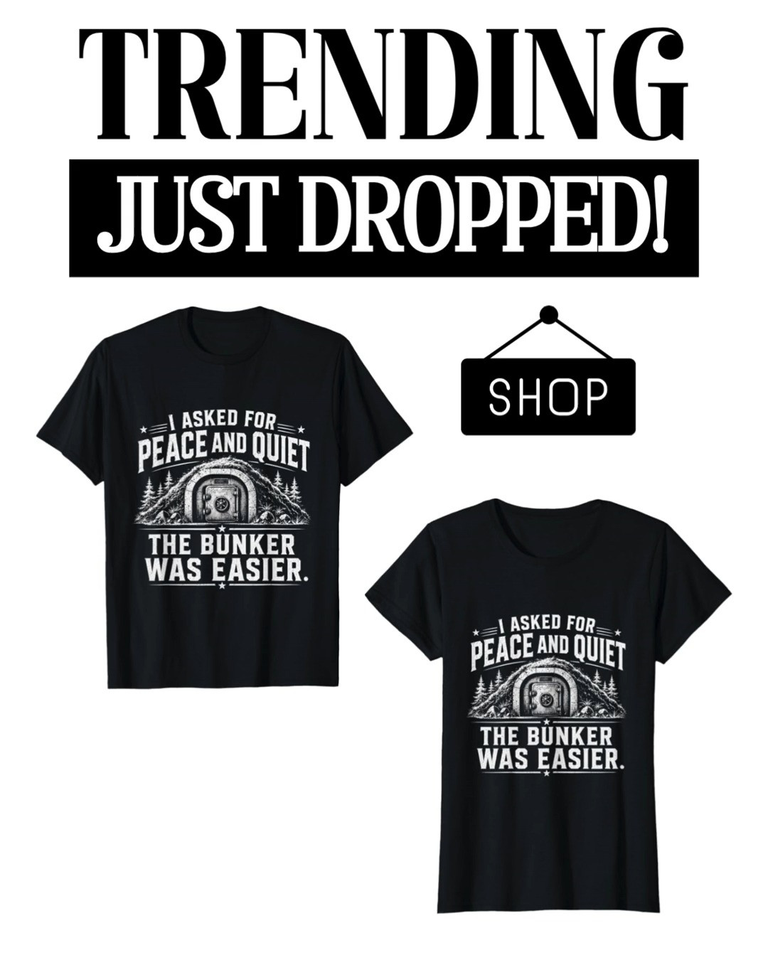 😂🏡 Just dropped and this one had me laughing! If you've ever dreamed of escaping the noise, the drama, and everyone asking for something, this hilarious "I Asked for Peace and Quiet. The Bunker Was Easier." design is for you! Perfect for survival humor fans, introverts, preppers, and anyone who appreciates a good laugh. 💥

#LTKFinds #LTKStyle #LTKMensFashion #LTKGraphicTees #LTKUnder50 

 #LTKootd #LTKHome #LTKMens