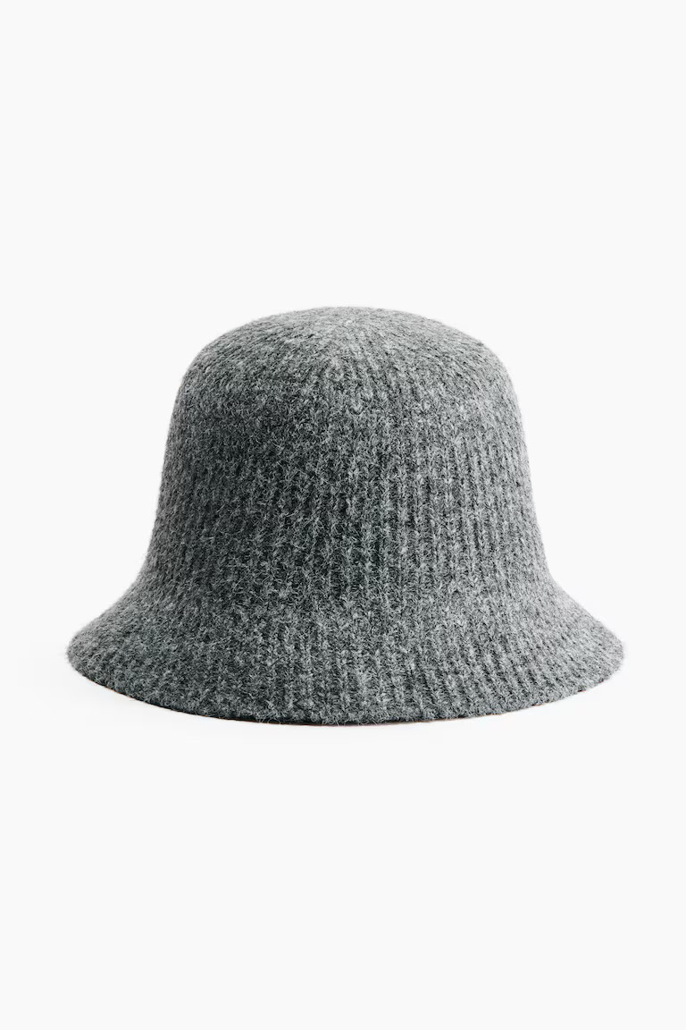 H & M - Rib-knit bucket hat - Grey Marl | H&M (UK, MY, IN, SG, PH, TW, HK)
