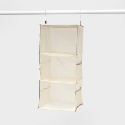 3 Shelf Hanging Closet Organizer with Side Pockets Tan - Brightroom™ | Target