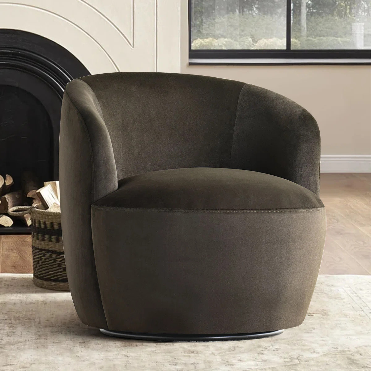 27" Wide Velvet Small Swivel Barrel Accent Chair | Wayfair North America