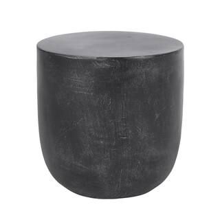 Noble House Acosta Matte Black Stone Outdoor Side Table 108040 - The Home Depot | The Home Depot