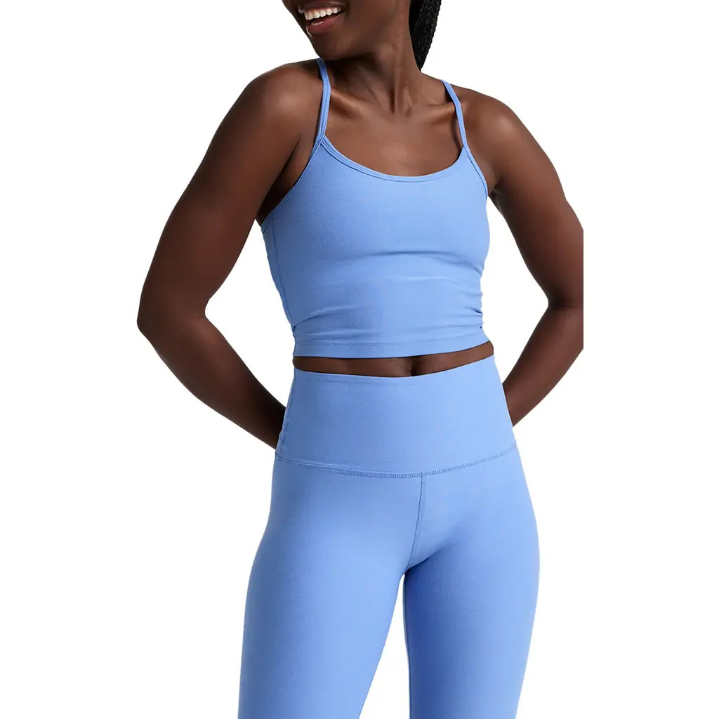 Beyond Yoga Space Dye Slim Racerback Crop Tank in Wild Flower Blue Hea at Nordstrom, Size Large | Nordstrom