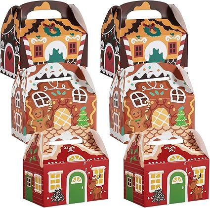 Sunogla 24 Pieces 3D Christmas Cardboard Treat Gift Boxes for Holiday Xmas Goody Gift Christmas H... | Amazon (US)