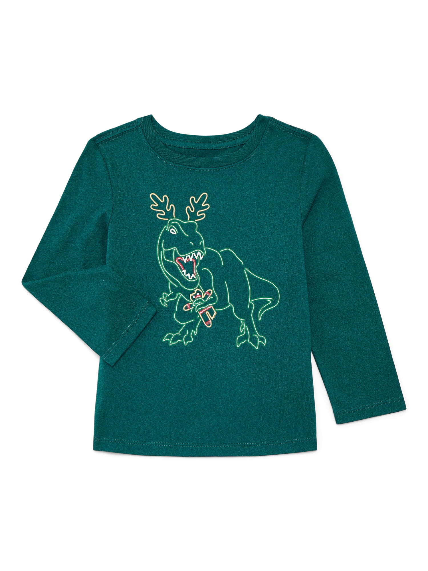 Holiday Time Toddler Boys or Girls Christmas Tee with Long Sleeves, Sizes 12M-5T | Walmart (US)