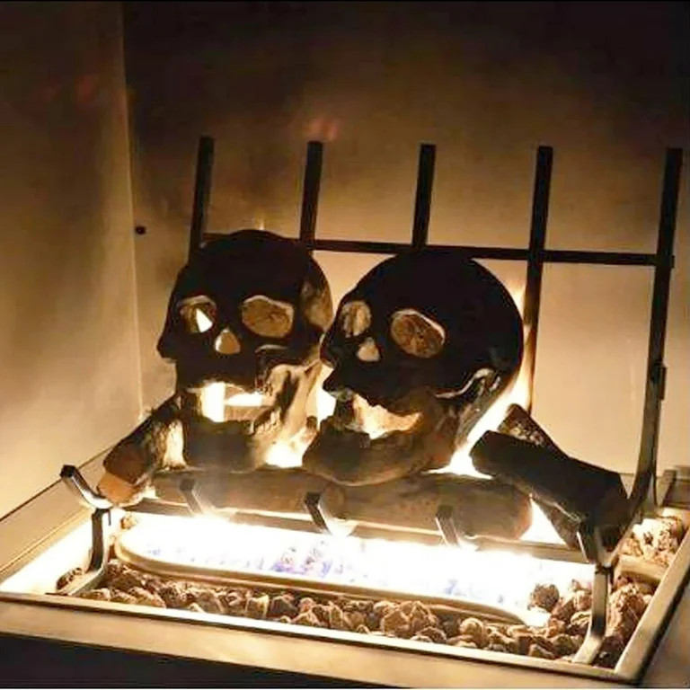 XGFHYJEH Halloween Fire Pit Skull Decoration, Reusable Fireproof Human Skull Gas Log for Indoor O... | Walmart (US)