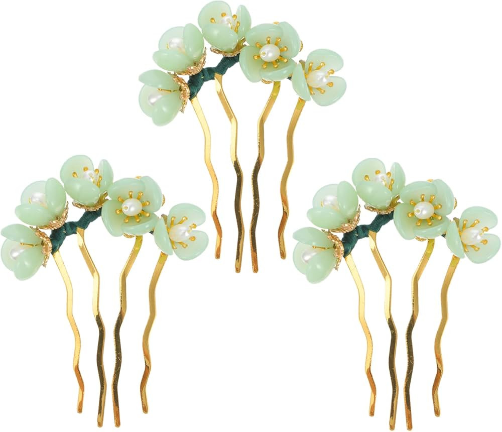 Beaupretty Jade Flower Hairpin with Tassel Retro Lotus Hair Stick Decorative Hair Accessories for... | Amazon (US)