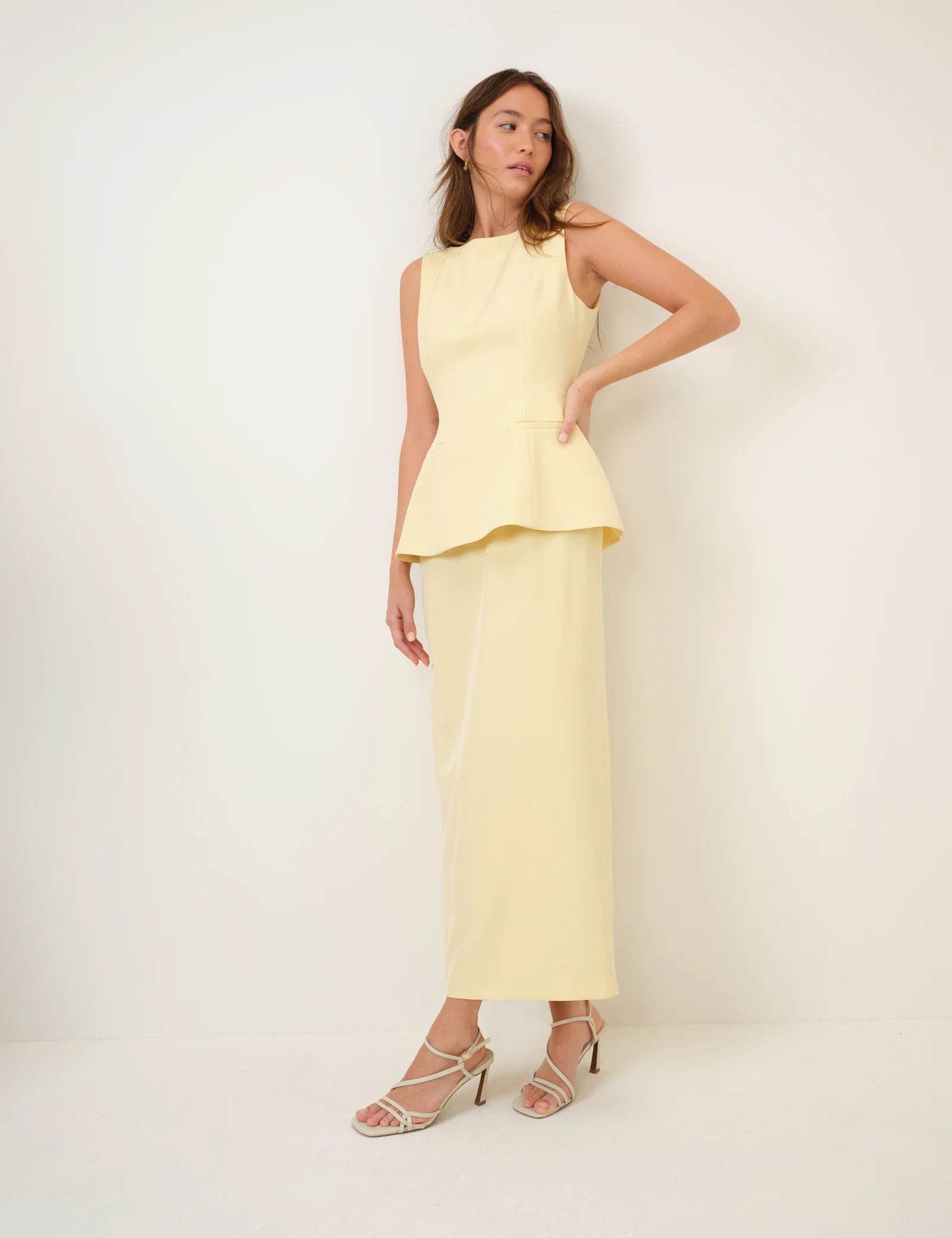 Butter Yellow Peplum Evah Maxi Dress | Nobody's Child