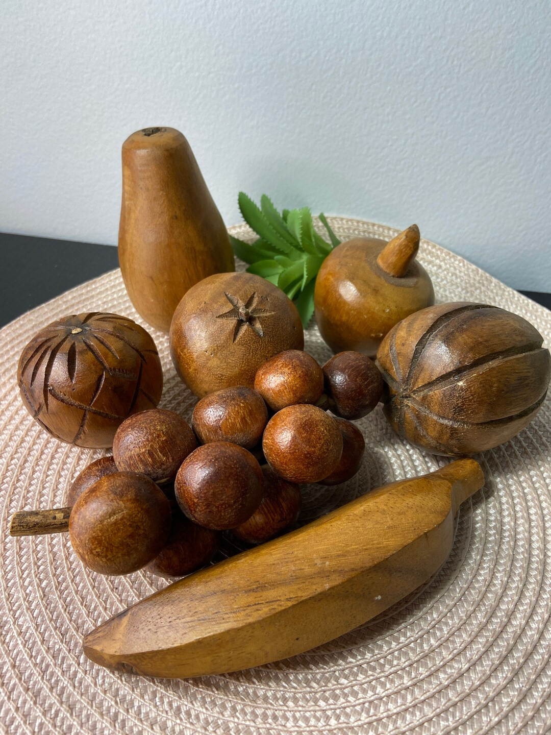 Handcarved 7 Piece Wooden Fruit Set - Etsy | Etsy (US)