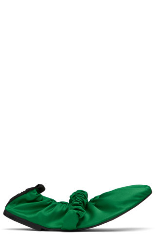 Green Scrunchie Ballerina Flats | SSENSE