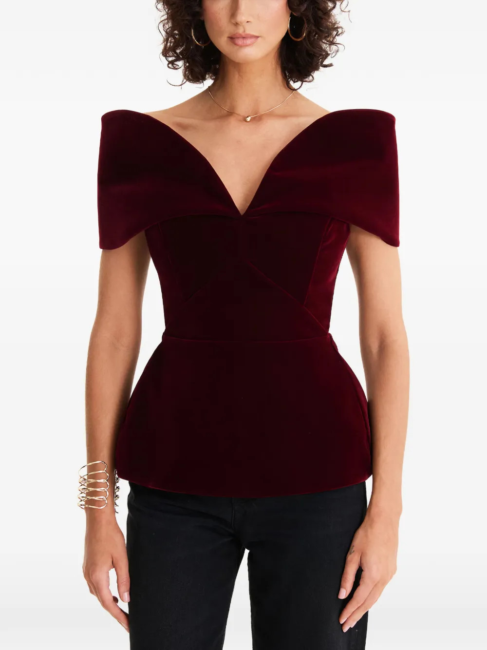 MOOS STUDIO velvet-textured Top | Red | FARFETCH RO | Farfetch Global