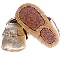 Pidoli Baby Leather Shoes-Unisex Girls Boys Moccasins Rubber Sole | Amazon (US)