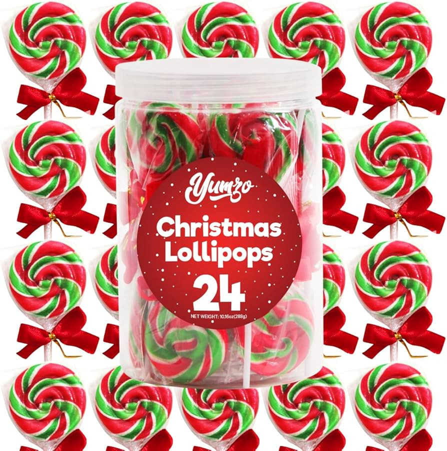 Christmas Swirl Lollipops, 24 Christmas Lollipops Individually Wrapped, Delicious Christmas Sucke... | Amazon (US)