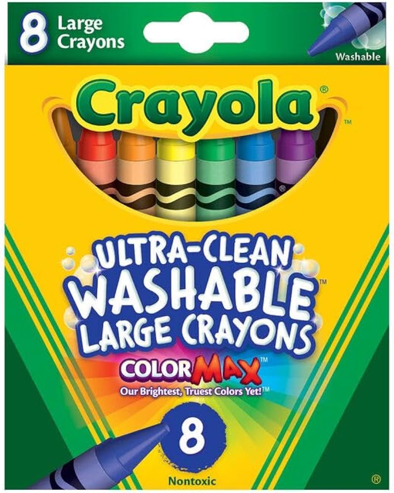 Crayola 523280 Ultra-Clean Washable Crayons, Large, 8 Colors/Box | Amazon (US)