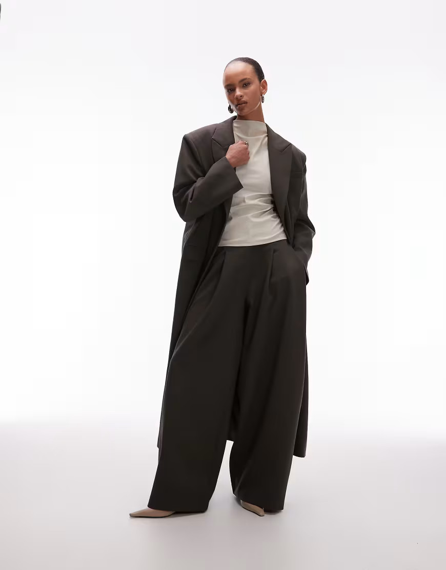 ASOS DESIGN oversized manzy maxi blazer in olive-Green | ASOS (Global)