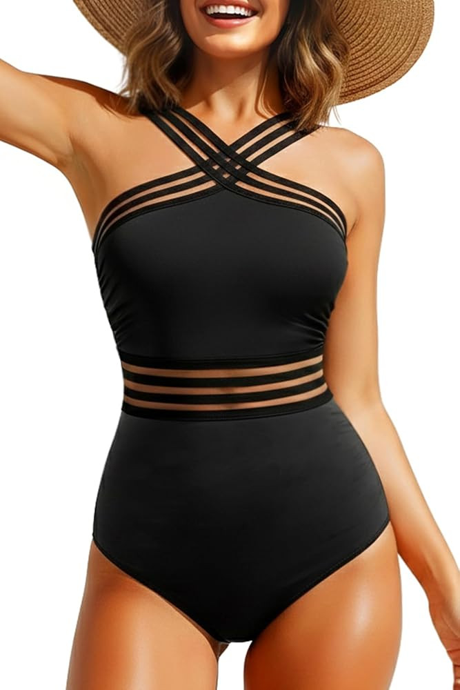 Tempt Me Women Crisscross One Piece Swimsuit Tummy Control Bathing Suit Front Crossover Swimwear | Amazon (US)
