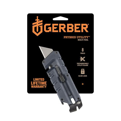 Gerber Gear Prybrid, Box Cutter Retractable Blade, Heavy Duty Utility Knife with Pry Bar, Bottle Opener, and Wire Stripper - Multi tool Pocket Knife - EDC Gear - Blue | Amazon (US)