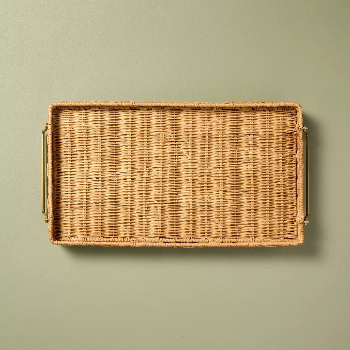 Natural Woven Tray with Brass Handles and Foldable Legs - Hearth & Hand™ with Magnolia | Target