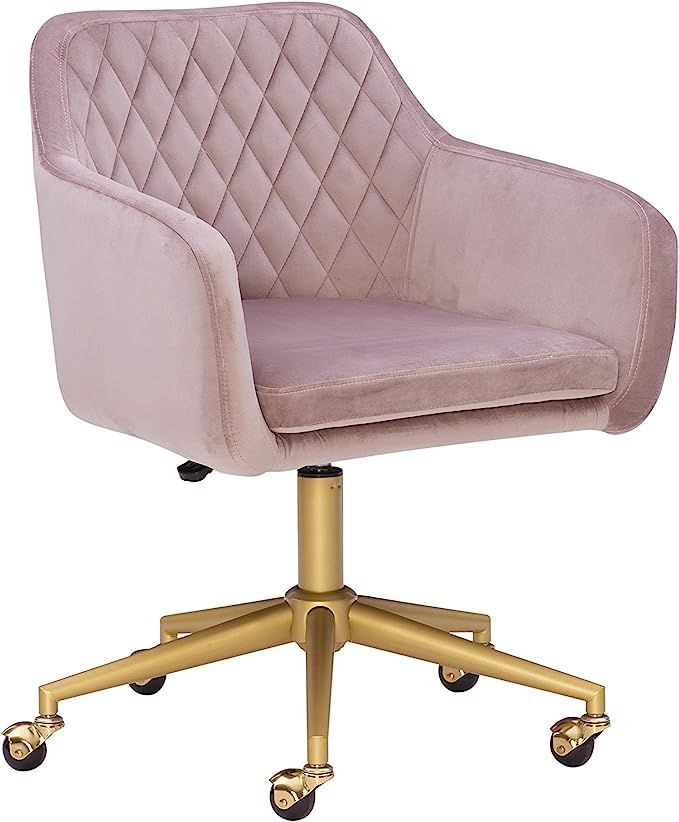 Linon Pink Quilted Brooklyn Office Chair | Amazon (US)