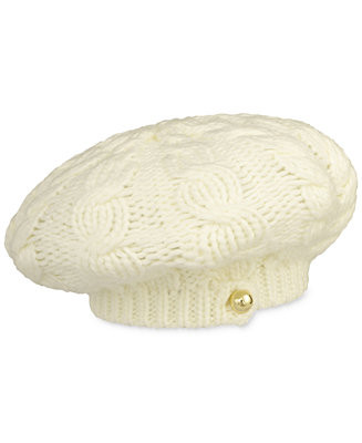 Michael Kors Women's Moving Cables Button Beret & Reviews - Cold Weather Accessories - Handbags &... | Macys (US)