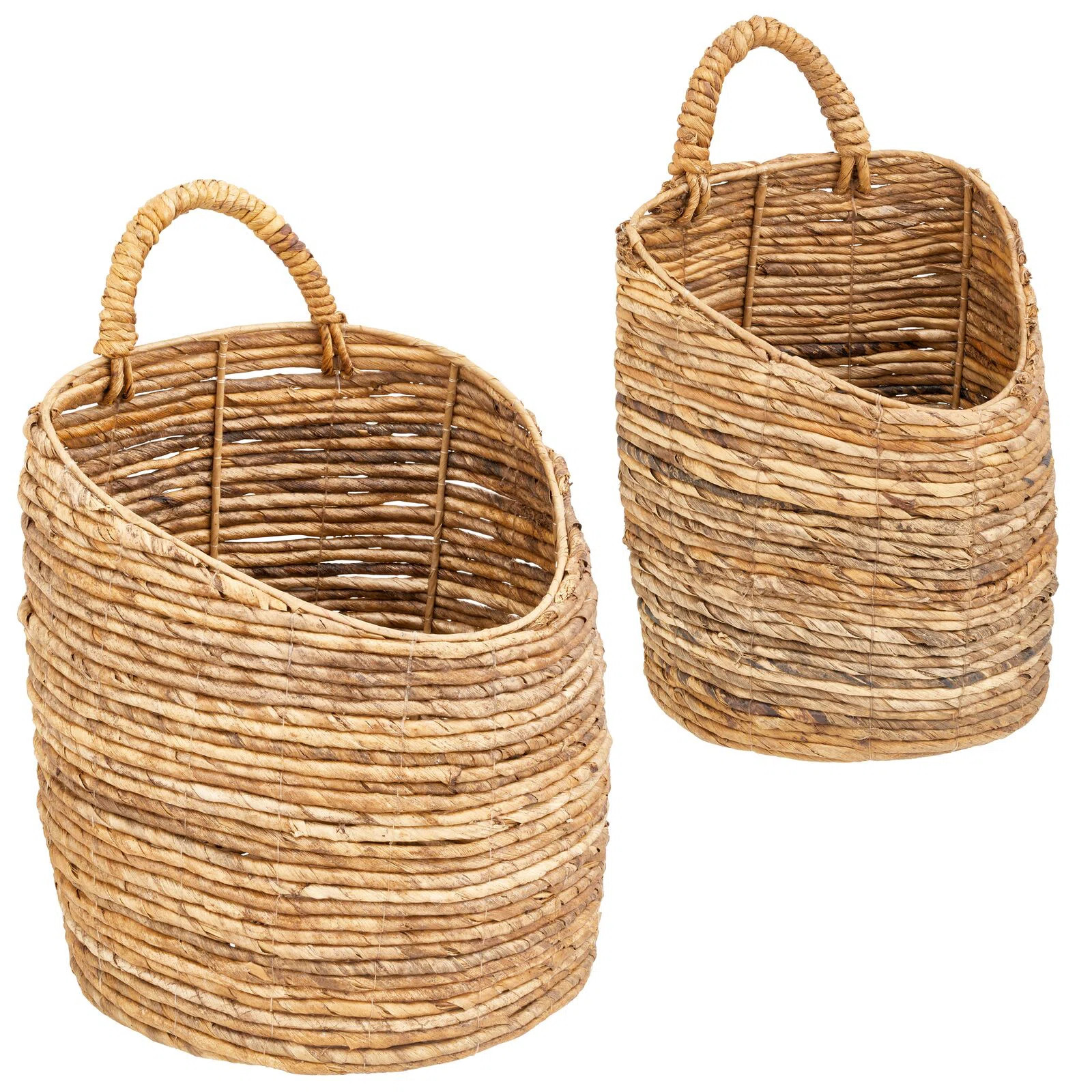 mDesign Woven Banana Bark Hanging Wall Storage Basket - Set of 2 - Natural/Tan | Wayfair | Wayfair North America