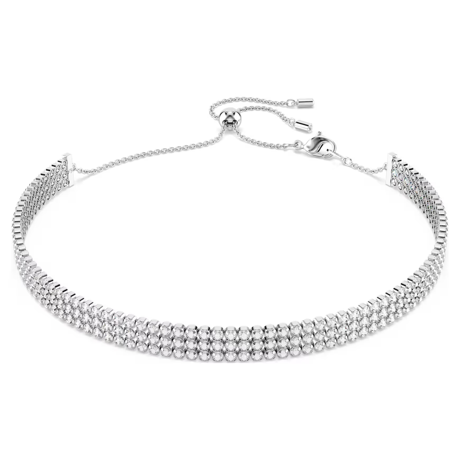 Matrix Tennis choker, Round cut, White, Rhodium plated by SWAROVSKI | SWAROVSKI
