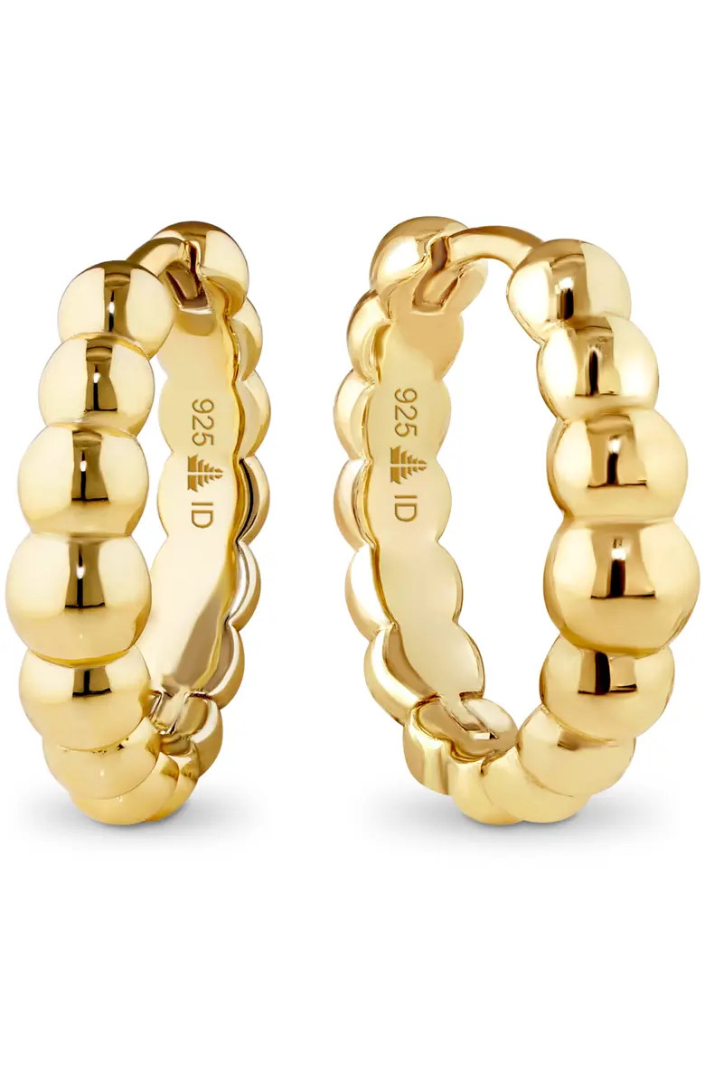 Beaded Ball Hoop Earrings in Gold Plated Sterling Silver | Nordstrom